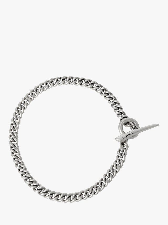 AllSaints Curb Chain Toggle Bracelet, Warm Silver