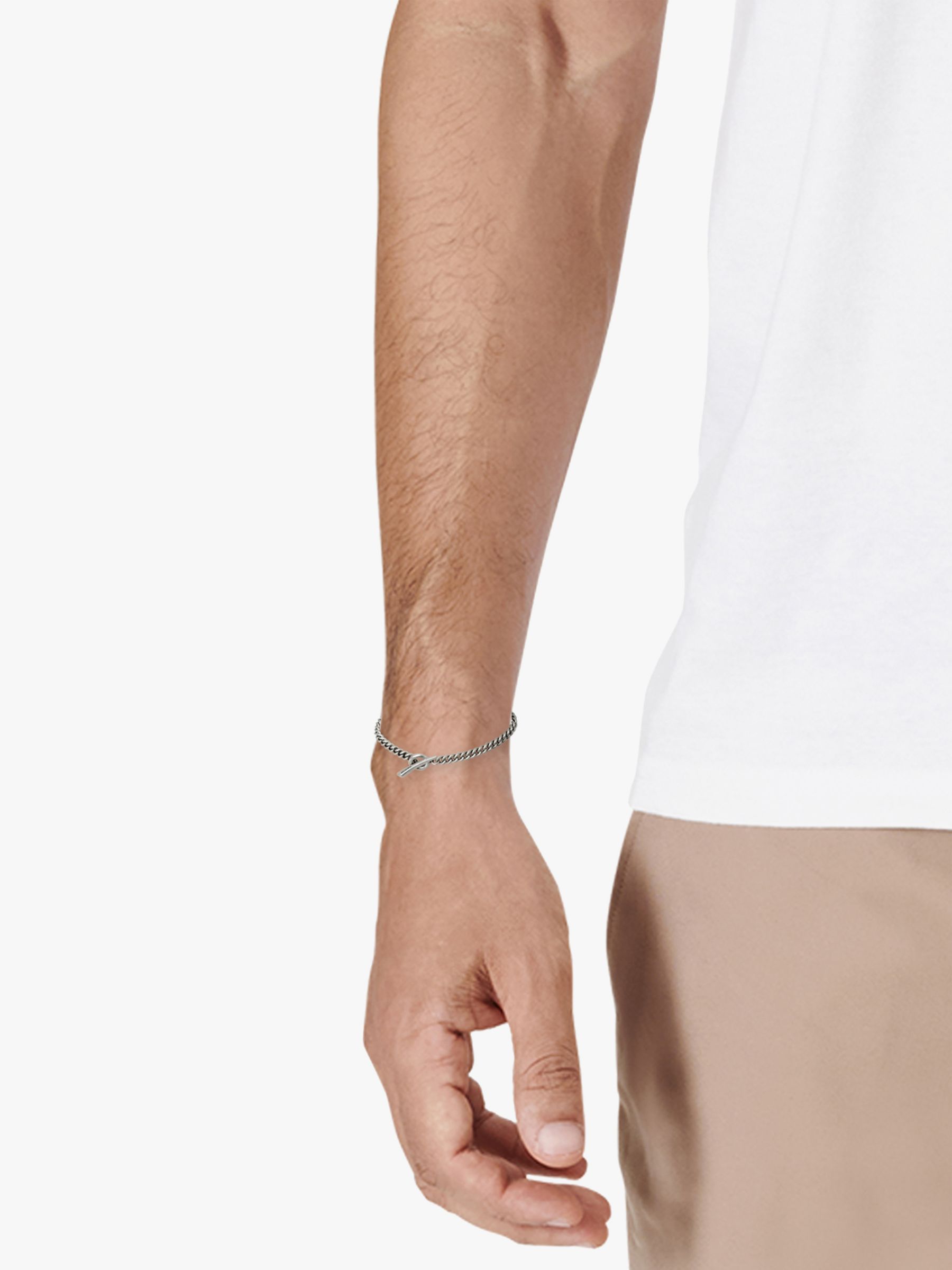 Buy AllSaints Curb Chain Toggle Bracelet, Warm Silver Online at johnlewis.com