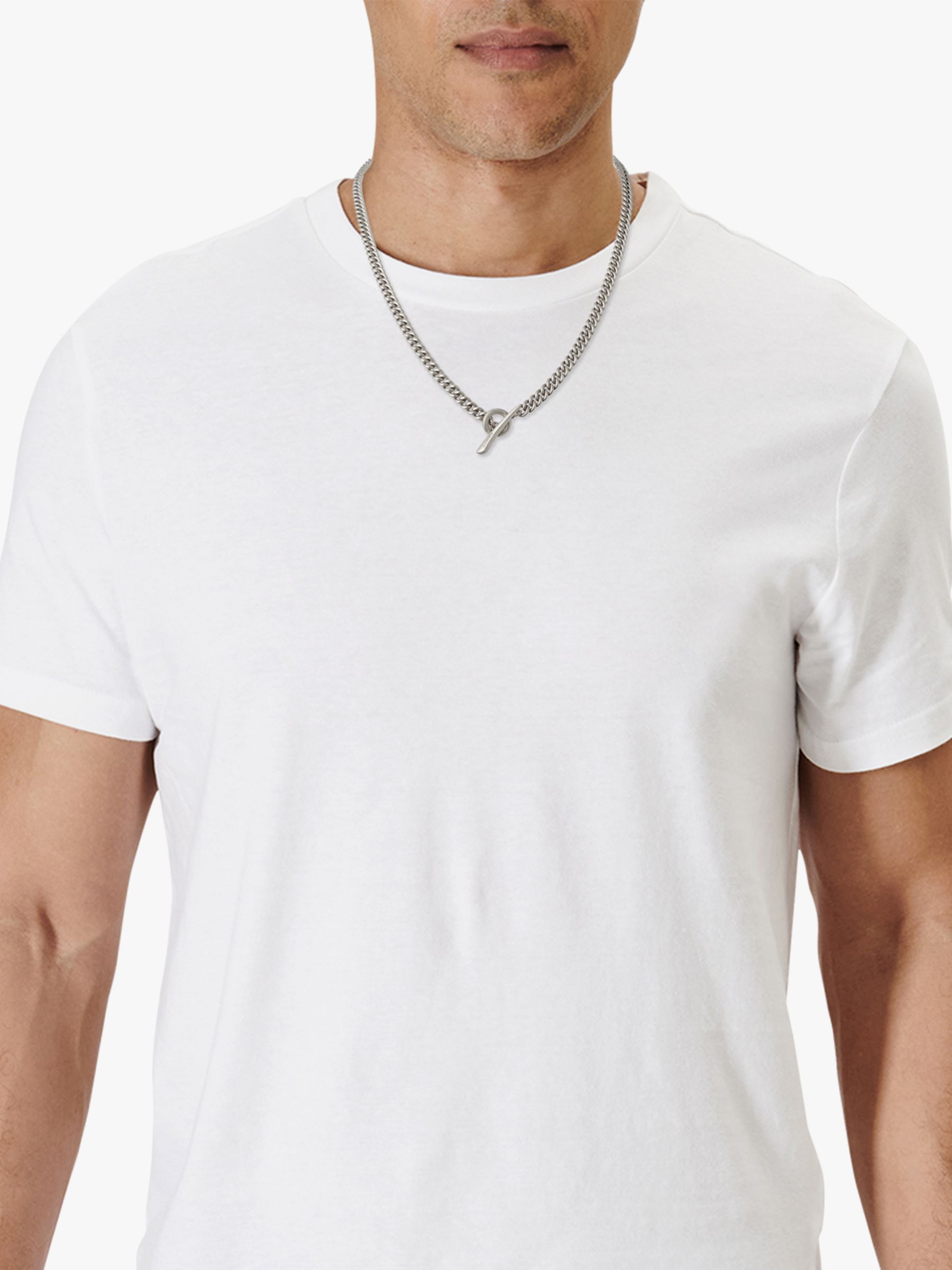 Buy AllSaints Toggle Bar Curb Chain Necklace, Warm Silver Online at johnlewis.com