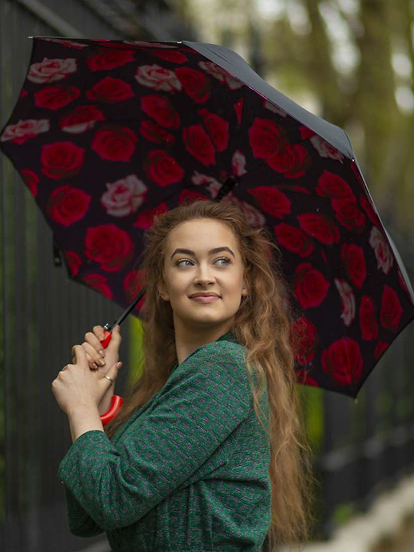 Buy Fulton L754 Bloomsbury Roses Walking Umbrella, Red/Multi Online at johnlewis.com
