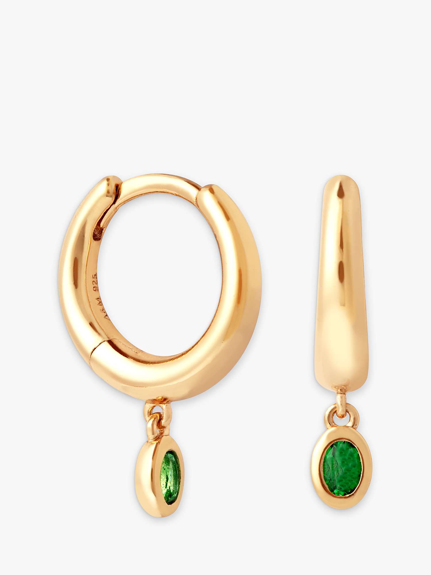 Buy Astrid & Miyu Tranquility Dome Charm Huggie Hoop Earrings, Gold/Green Online at johnlewis.com