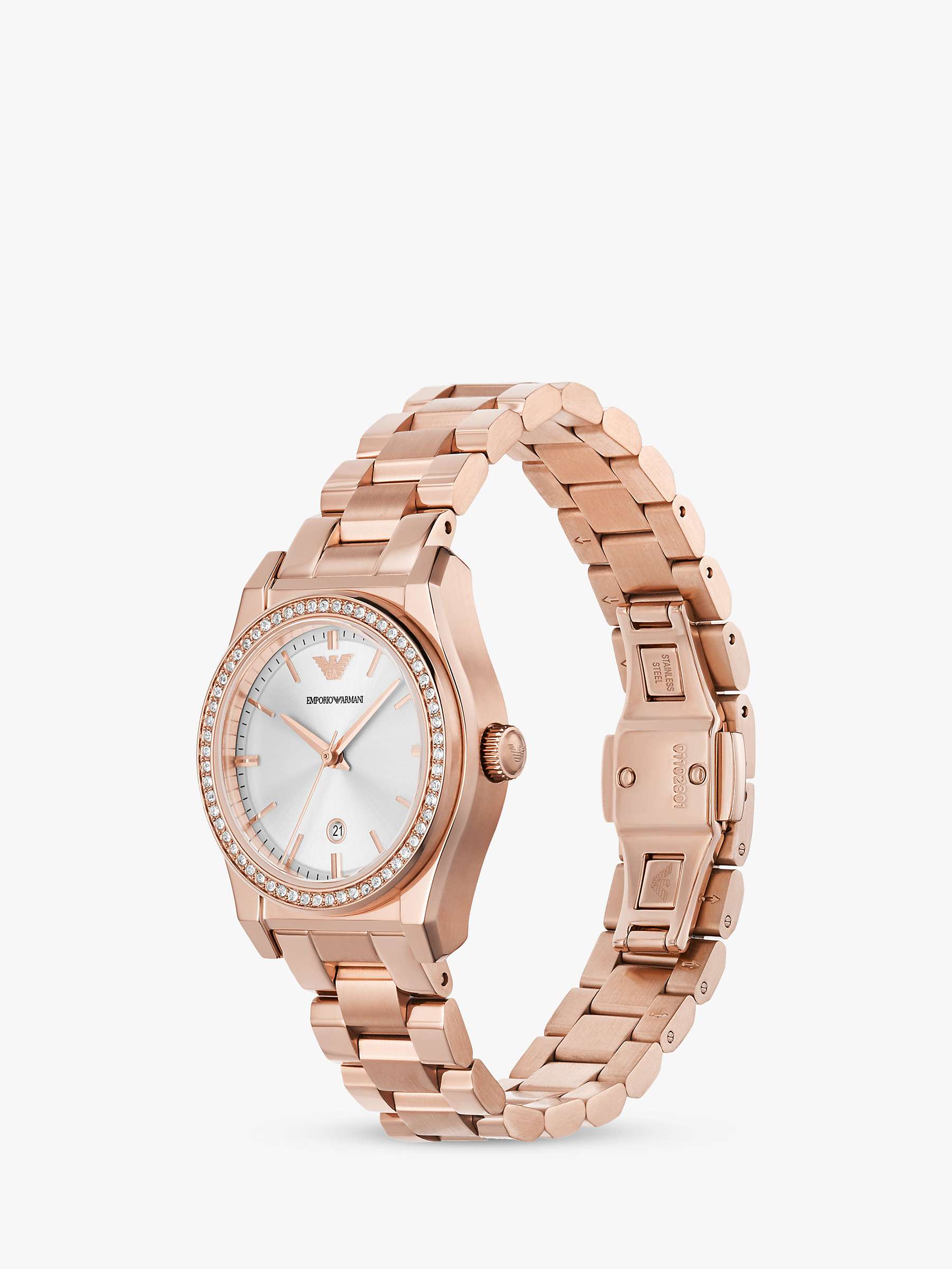 Buy Emporio Armani AR11558 Women's Sunray Dial Bracelet Strap Watch, Rose Gold Online at johnlewis.com