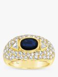 Milton & Humble Jewellery Second Hand 18ct Gold Diamond and Sapphire Domed Band Ring, Dated Edinburgh 2017