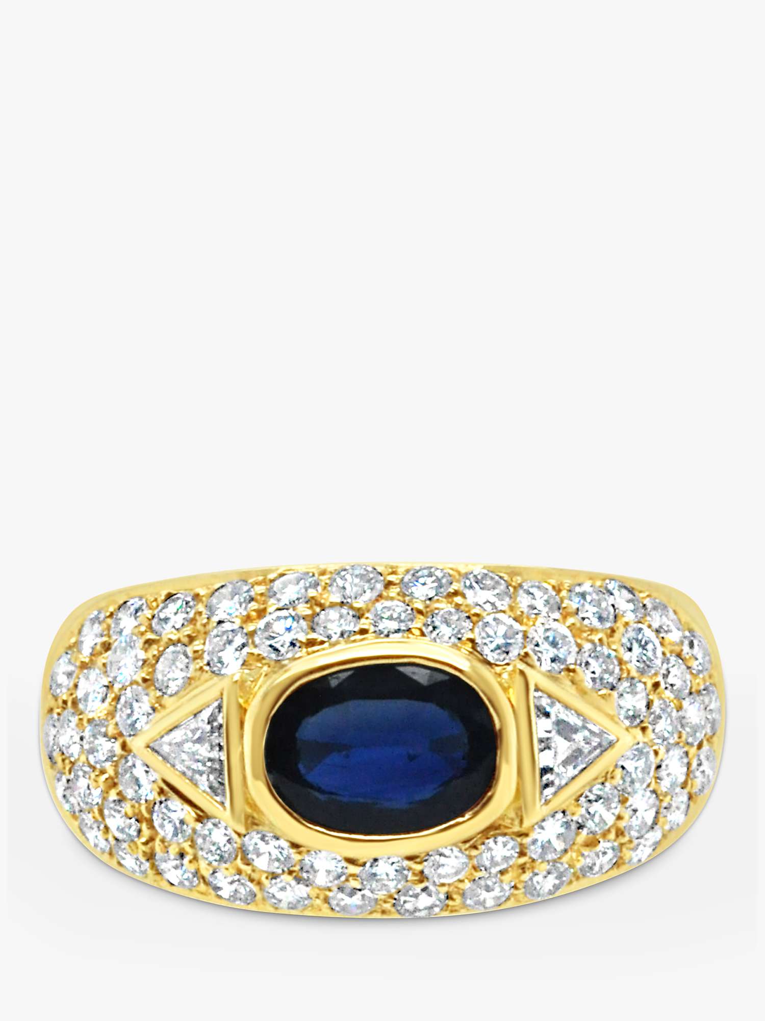 Buy Milton & Humble Jewellery Second Hand 18ct Gold Diamond and Sapphire Domed Band Ring, Dated Edinburgh 2017 Online at johnlewis.com