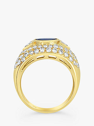 Milton & Humble Jewellery Second Hand 18ct Gold Diamond and Sapphire Domed Band Ring, Dated Edinburgh 2017