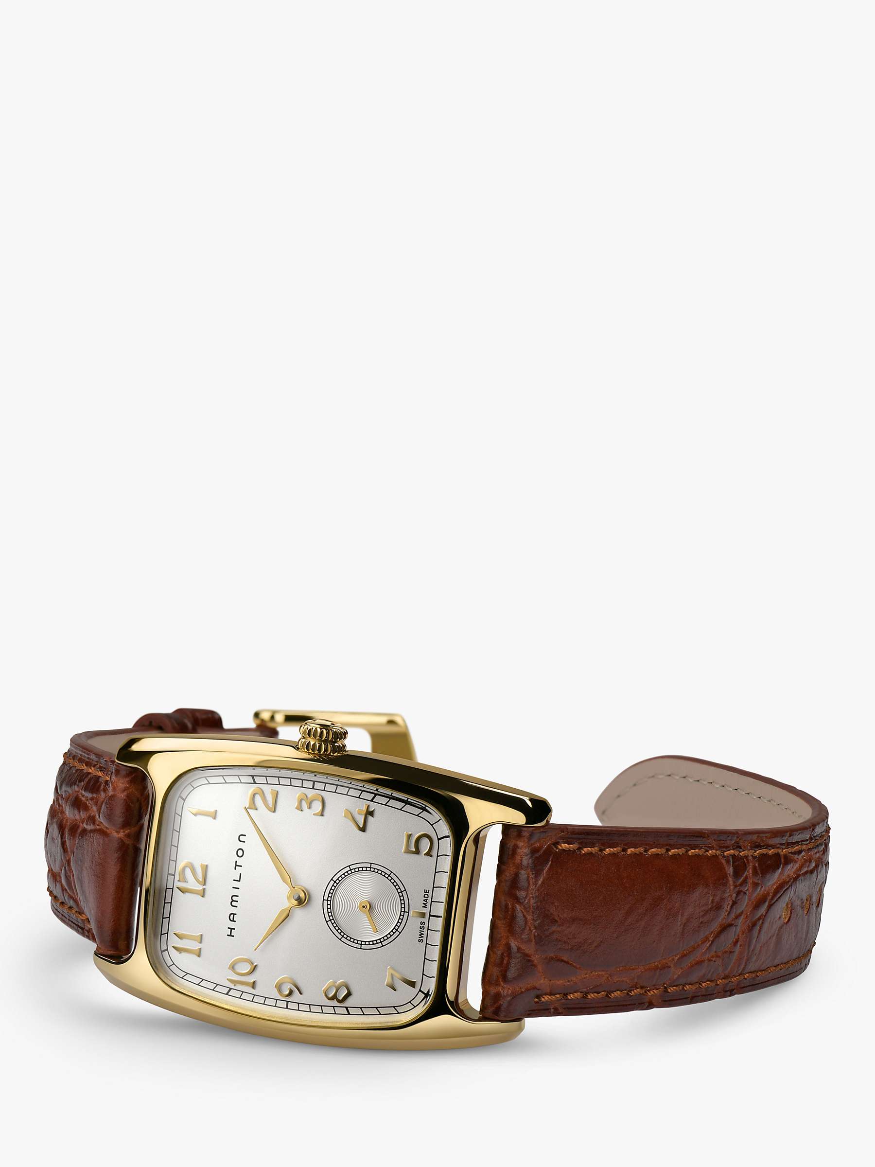 Buy Hamilton x Indiana Jones H13431553 Unisex American Classic Boulton Small Second Leather Strap Watch, Brown/Gold Online at johnlewis.com