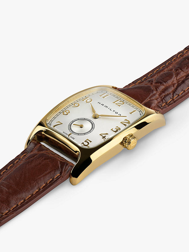 Hamilton x Indiana Jones H13431553 Unisex American Classic Boulton Small Second Leather Strap Watch, Brown/Gold