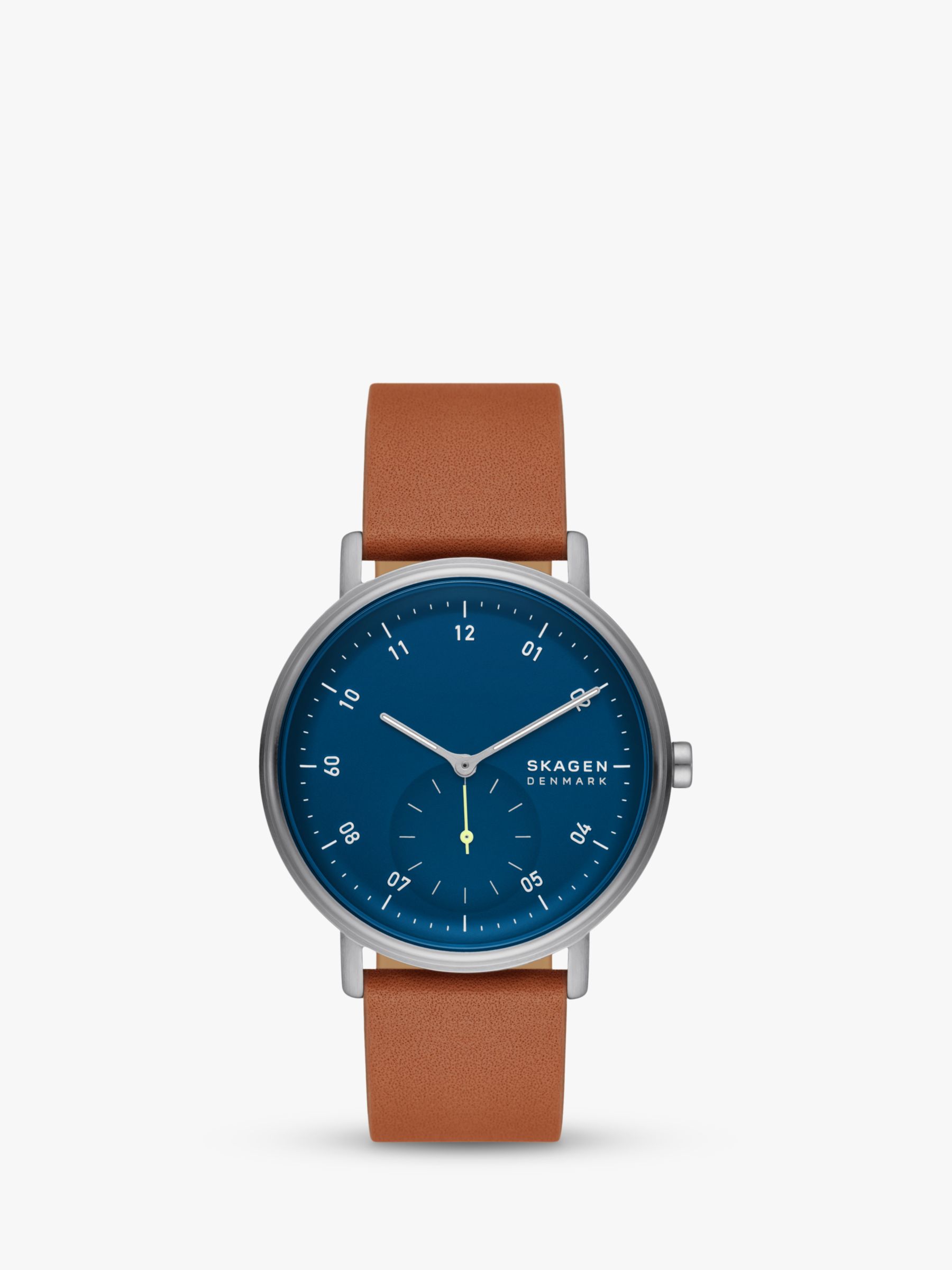 Skagen Men's Kuppel Leather Strap Watch, Brown/Blue at John Lewis ...