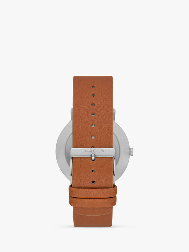 Skagen Men's Kuppel Leather Strap Watch, Brown/Blue
