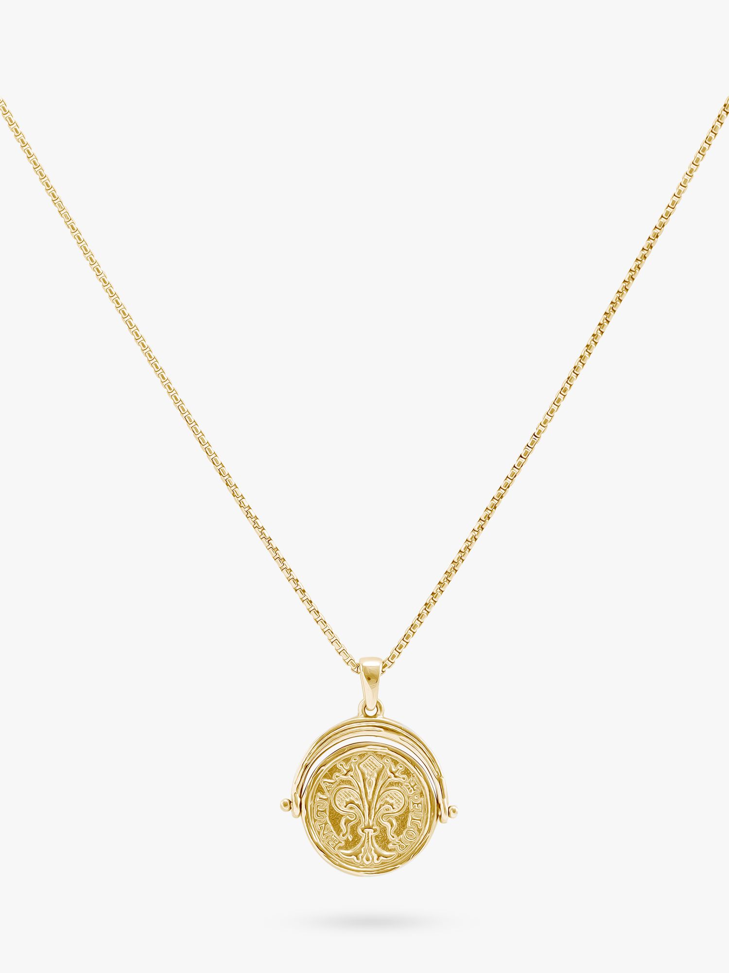 LARNAUTI Spinning Coin Pendant Necklace, Gold at John Lewis & Partners