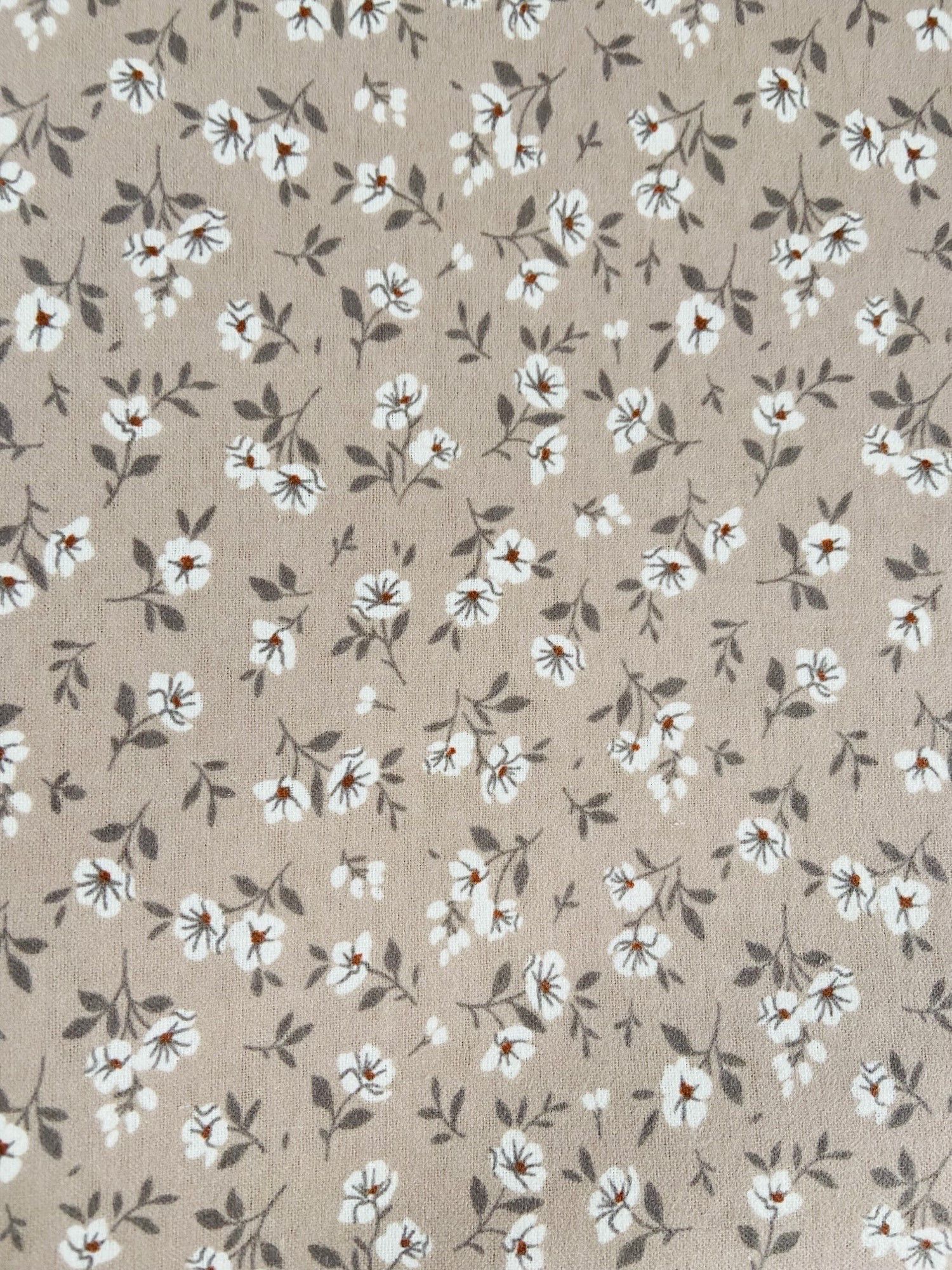 Viscount Textiles Brushed Cotton Floral Fabric, Beige