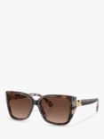 Michael Kors MK2199 Women's Acadia Polarised D-Frame Sunglasses, Dark Cream Tortoise/Brown Gradient