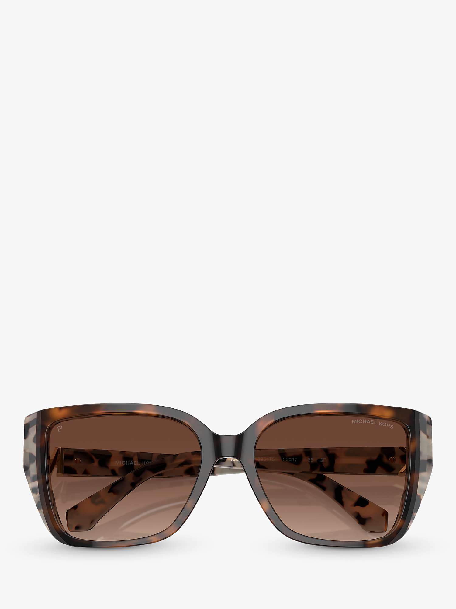 Buy Michael Kors MK2199 Women's Acadia Polarised D-Frame Sunglasses, Dark Cream Tortoise/Brown Gradient Online at johnlewis.com