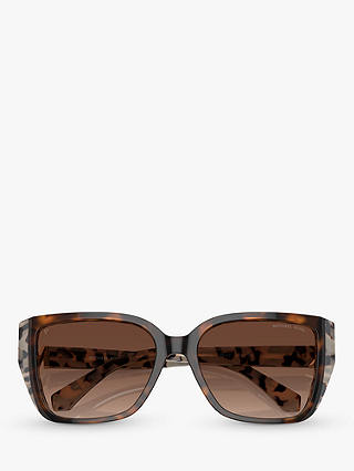 Michael Kors MK2199 Women's Acadia Polarised D-Frame Sunglasses, Dark Cream Tortoise/Brown Gradient