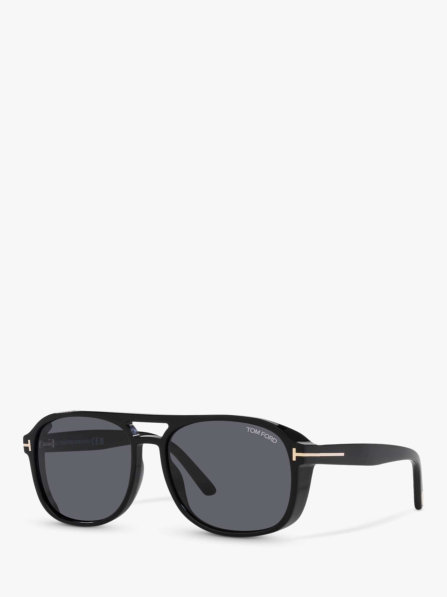 Buy TOM FORD TF1022 Men's Rosco Square Sunglasses, Shiny Black/Grey Online at johnlewis.com