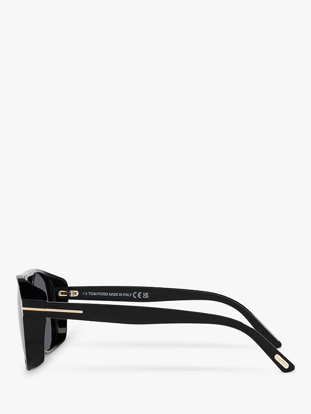 TOM FORD TF1022 Men's Rosco Square Sunglasses, Shiny Black/Grey