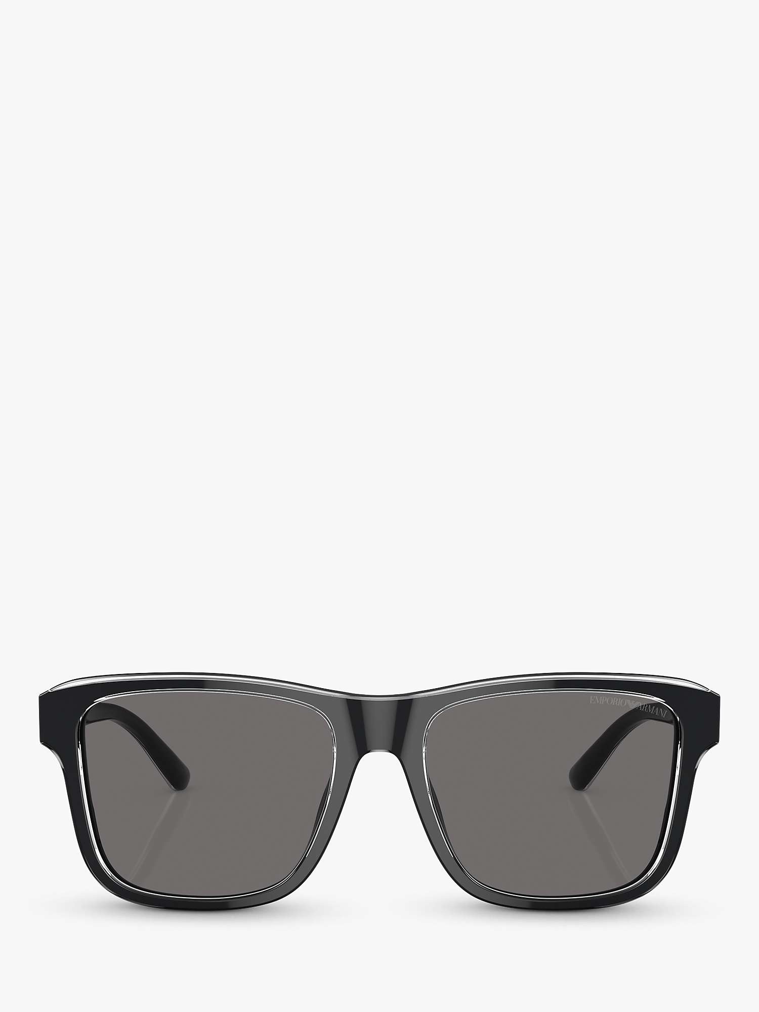 Buy Emporio Armani EA4208 Men's Polarised D-Frame Sunglasses, Shiny Black on Top Crystal/Grey Online at johnlewis.com