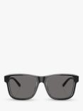 Emporio Armani EA4208 Men's Polarised D-Frame Sunglasses, Shiny Black on Top Crystal/Grey