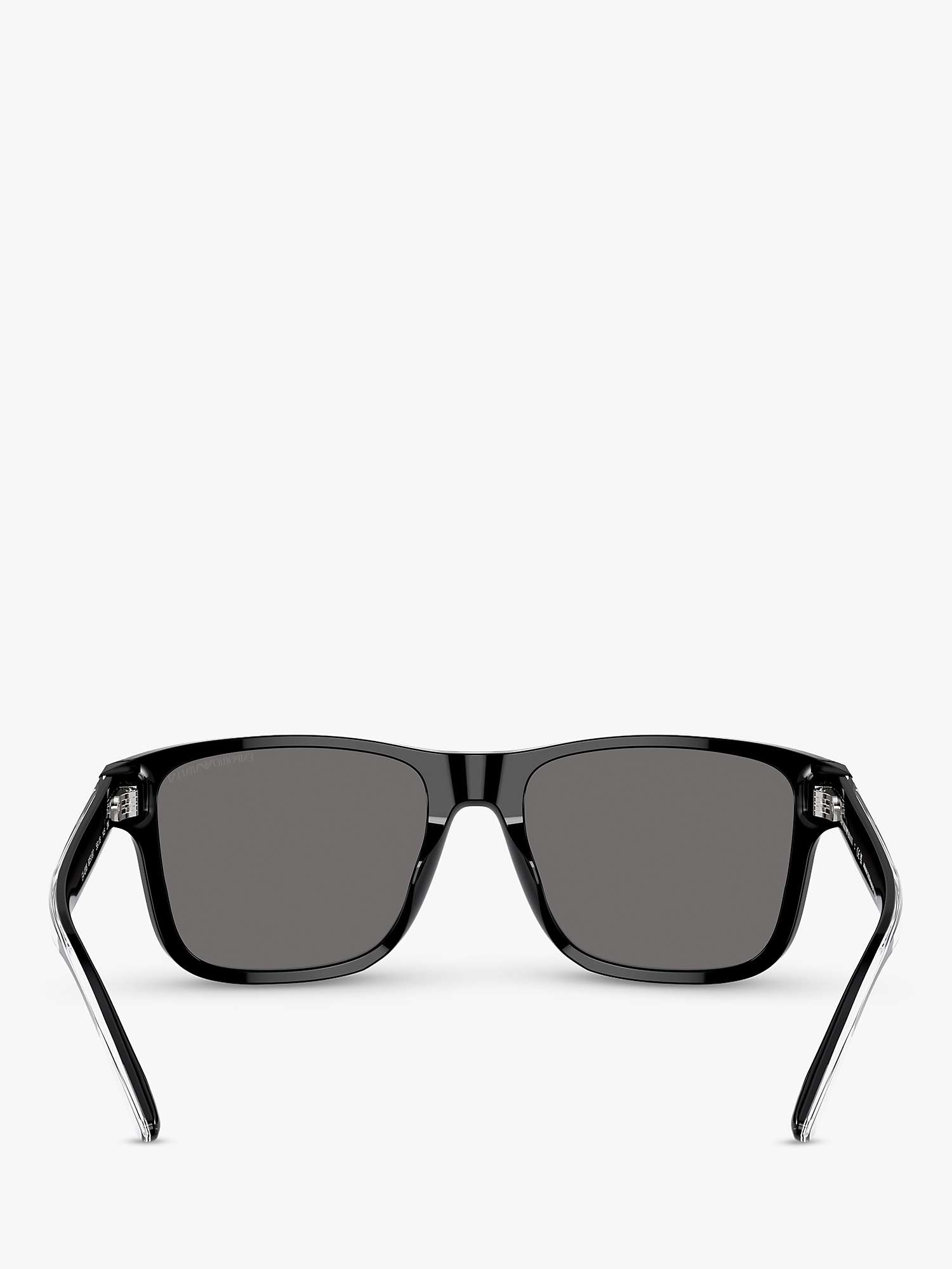Buy Emporio Armani EA4208 Men's Polarised D-Frame Sunglasses, Shiny Black on Top Crystal/Grey Online at johnlewis.com