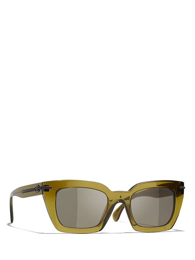 CHANEL Rectangular Sunglasses CH5509, Olive/Brown