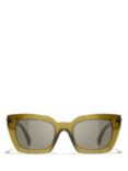 CHANEL Rectangular Sunglasses CH5509, Olive/Brown