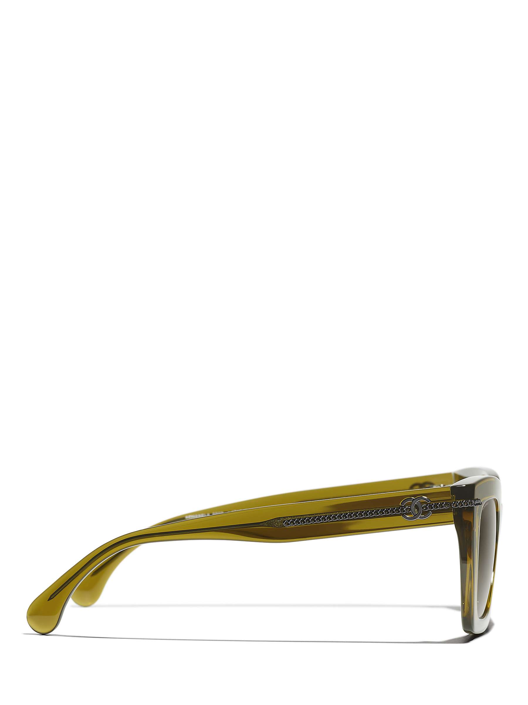 Buy CHANEL Rectangular Sunglasses CH5509, Olive/Brown Online at johnlewis.com