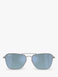 Ray-Ban RBR0102S Unisex Caravan Reverse Aviator Sunglasses, Gunmetal/Mirror Blue