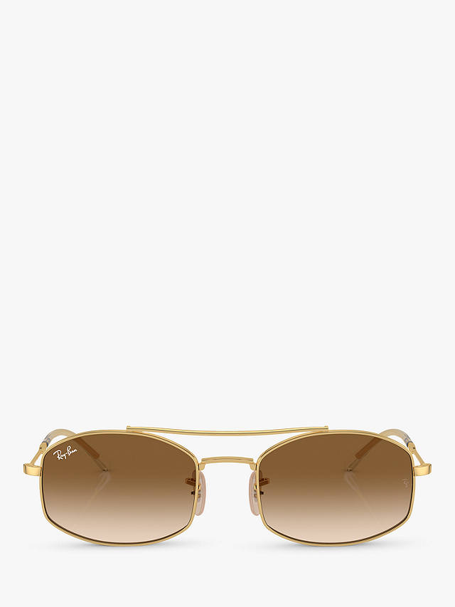 Ray-Ban RB3719 Unisex Oval Sunglasses, Arista Gold/Brown Gradient
