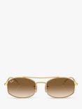 Ray-Ban RB3719 Unisex Oval Sunglasses, Arista Gold/Brown Gradient