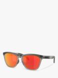 Oakley OO928 Men's Frogskins D-Frame Sunglasses, Matte Grey Smoke/Mirror Orange