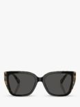 Michael Kors MK2199 Women's Acadia D-Frame Sunglasses, Black on Amber Tortoise/Grey