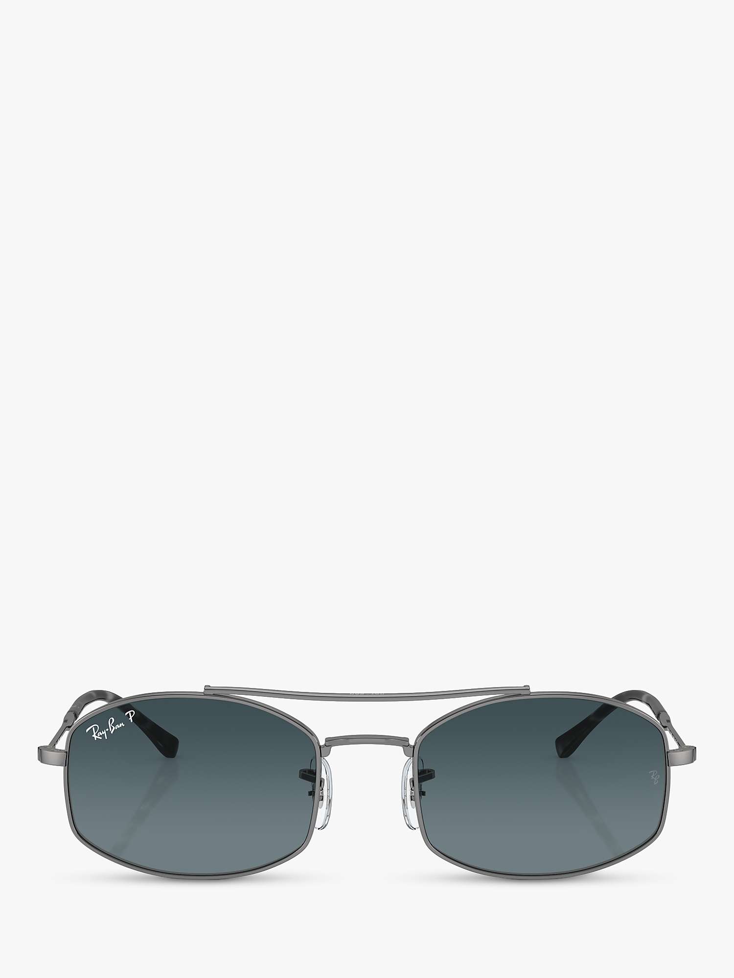 Buy Ray-Ban RB37190 Unisex Polarised Oval Sunglasses, Gunmetal/Blue Gradient Online at johnlewis.com
