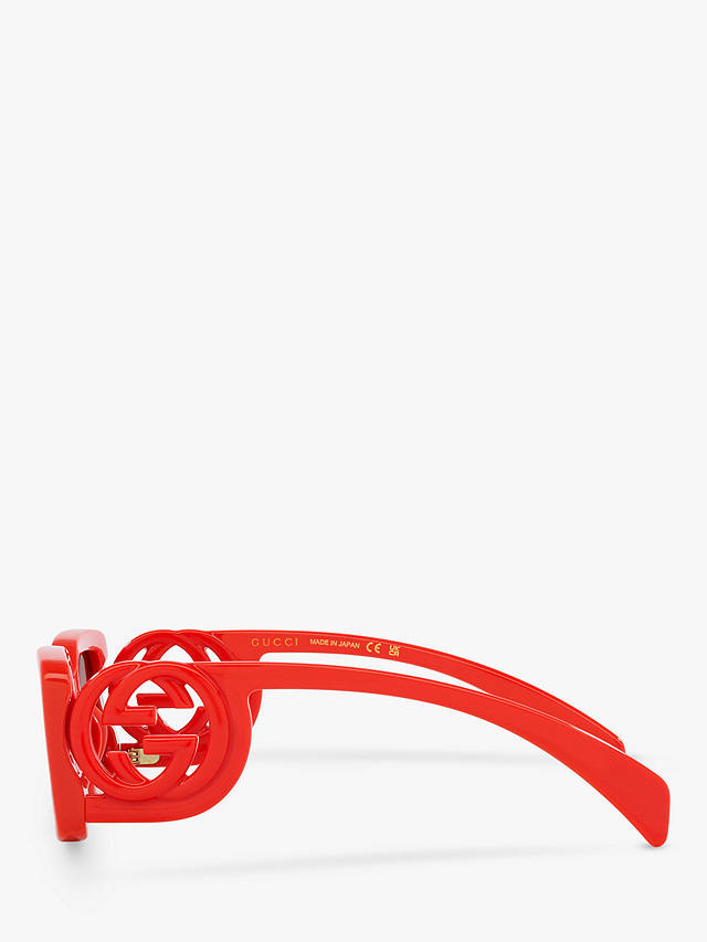 Gucci GG1325S Women's Rectangular Sunglasses, Shiny Red/Brown Gradient