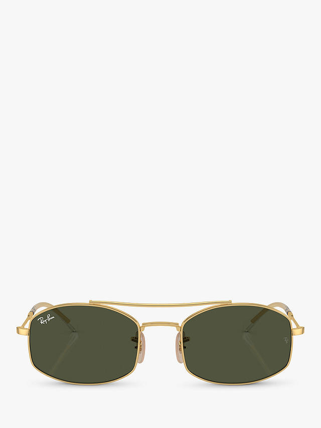 Ray-Ban RB3719 Unisex Oval Sunglasses, Gold/Green