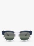 Ray-Ban RB0298S Unisex Mega Hawkeye Sunglasses, Blue On Transparent