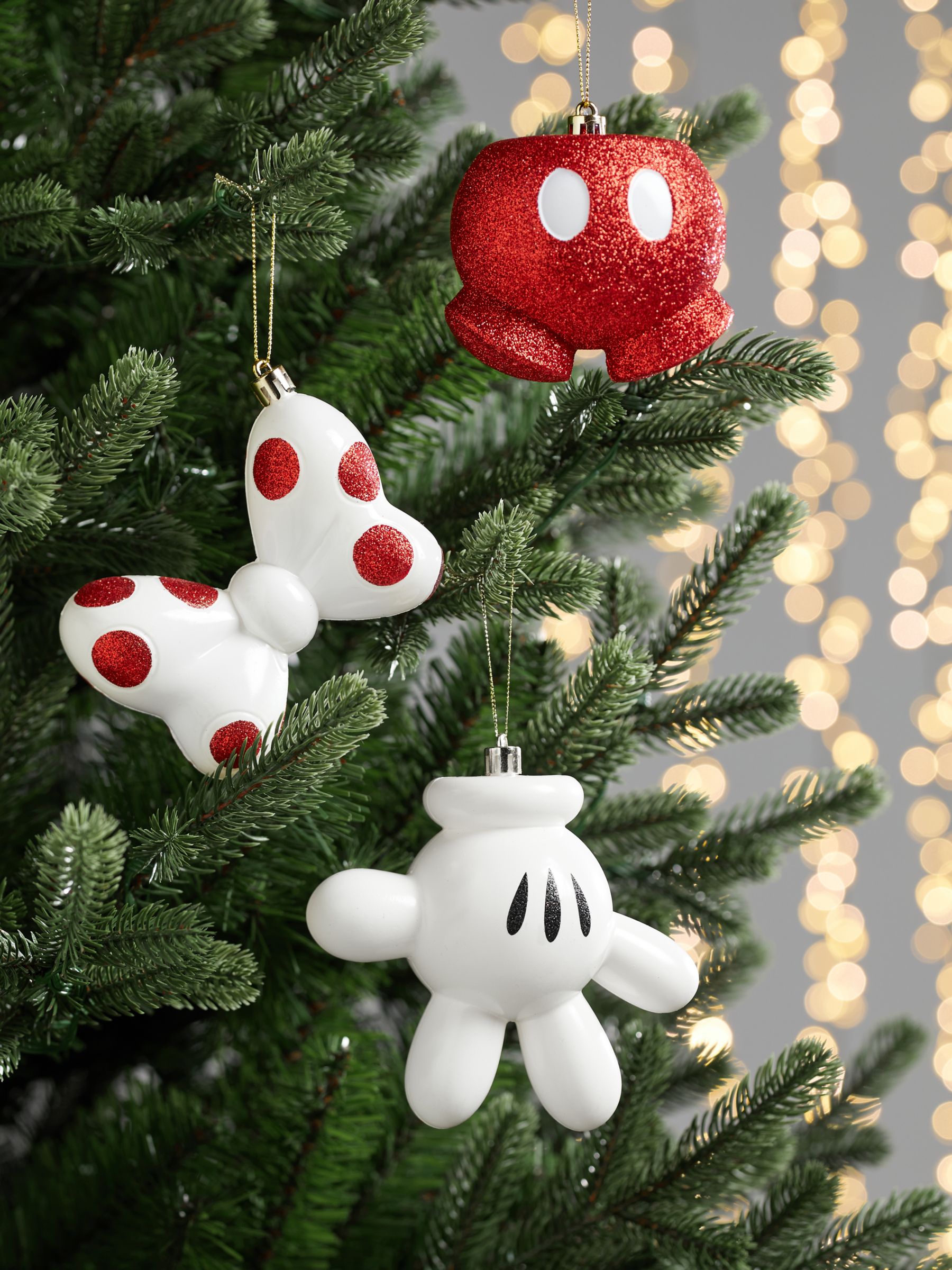 Pack of Four Red and White Baubles