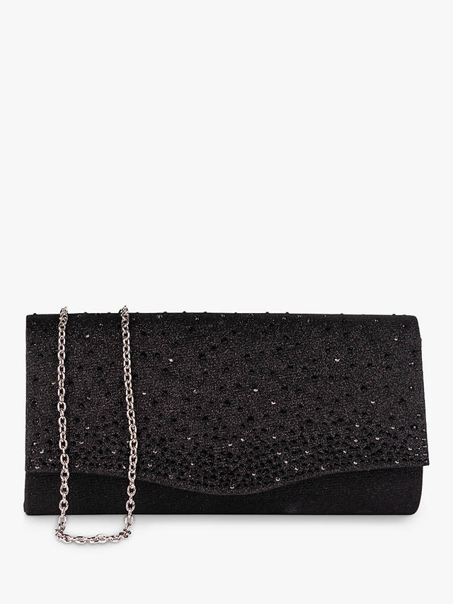 Paradox London Deja Glitter Clutch Bag, Black