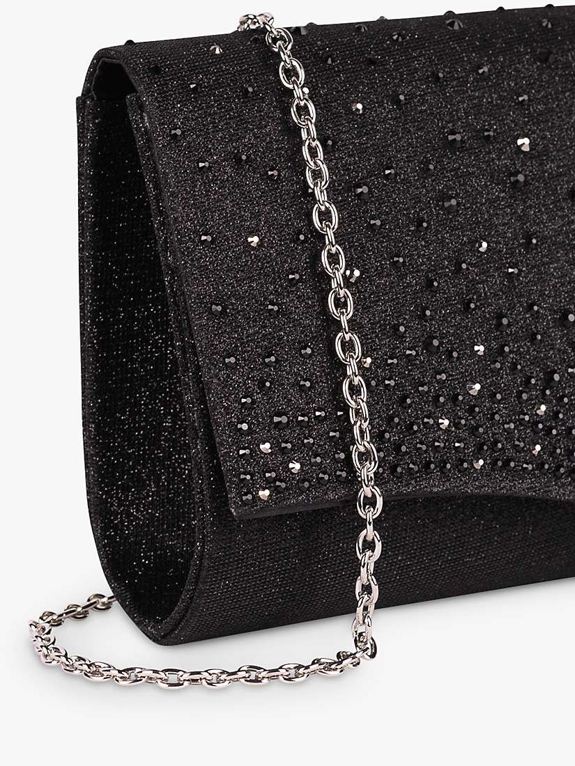 Paradox London Deja Glitter Clutch Bag, Black at John Lewis & Partners