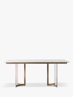 Gallery Direct Wren Marble 6 Seater Fixed Dining Table, Brushed Brass