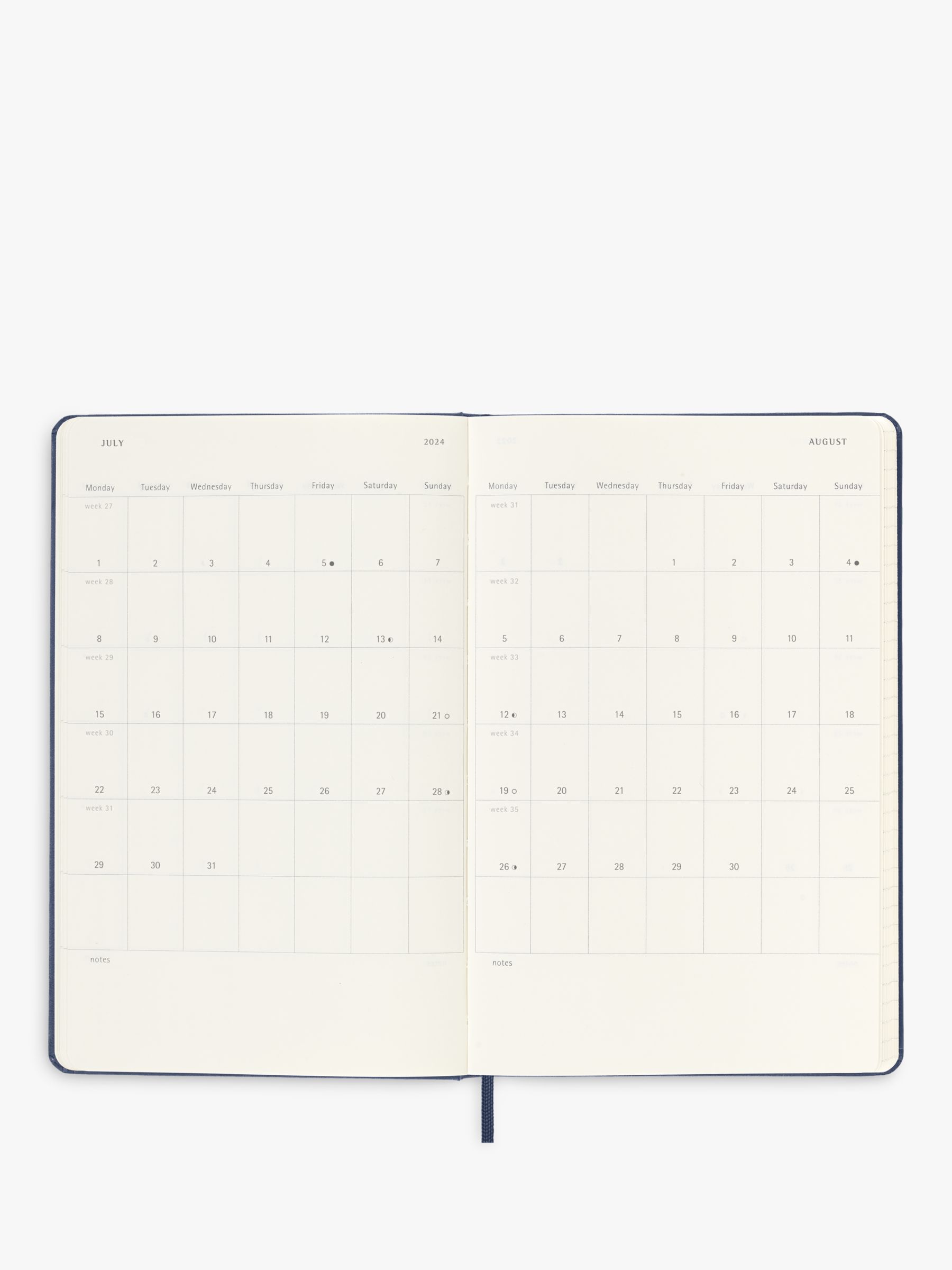 Moleskine Large A5 Week Per Page Diary, 2024, Saphire Blue