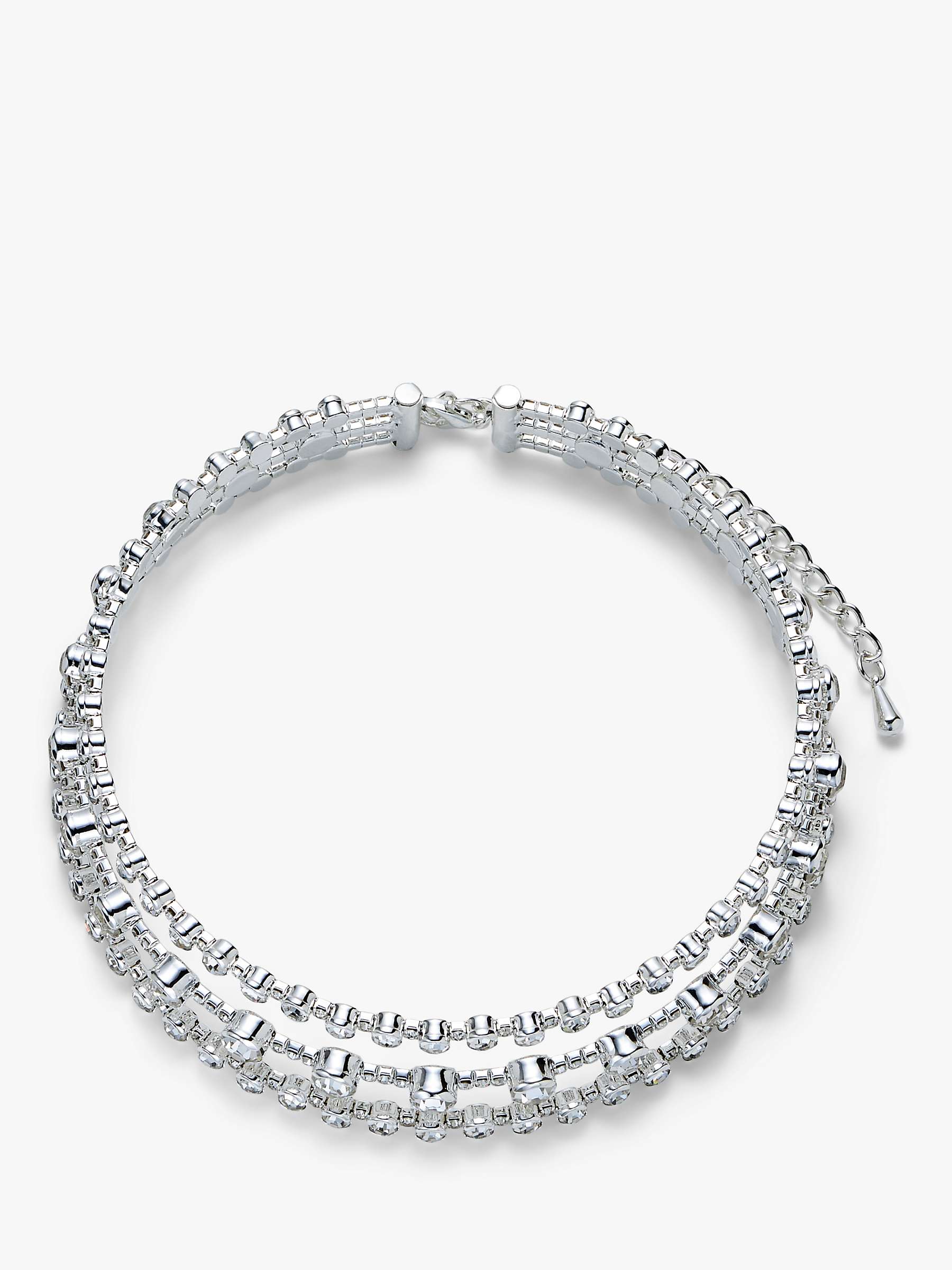 Buy John Lewis Sparkle Diamante Round Stone Choker Necklace, Silver Online at johnlewis.com