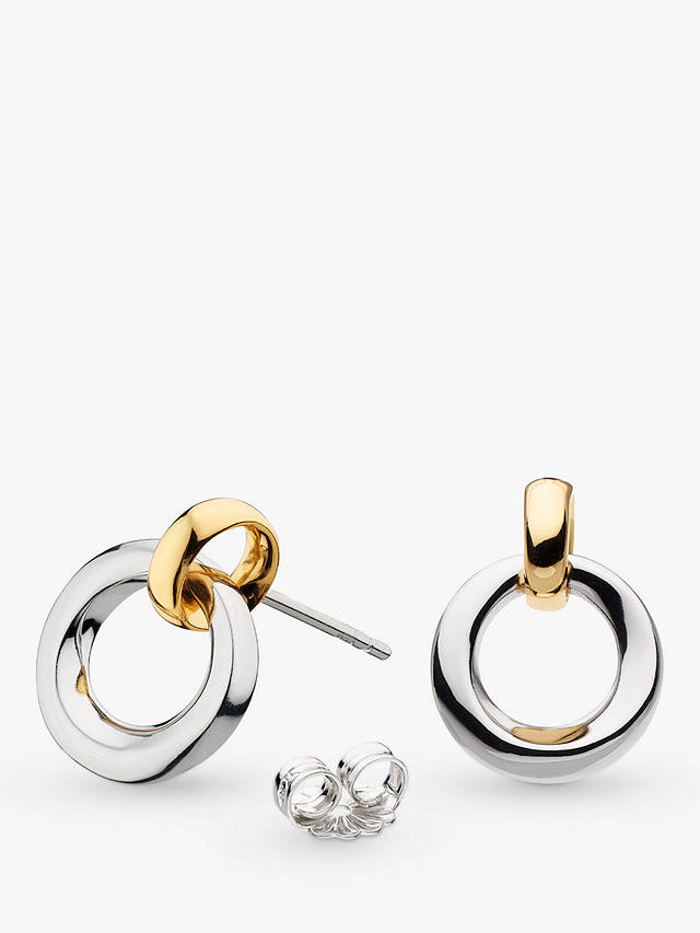 Kit Heath Bevel Cirque Link Stud Drop Earrings, Yellow Gold/Silver