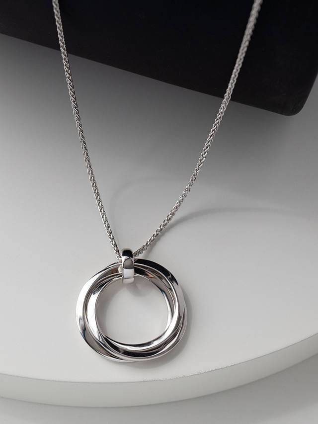 Kit Heath Bevel Trilogy Grande Slider Necklace, Silver