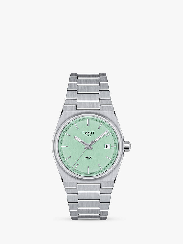 Tissot Unisex PRX Powermatic 80 Date Bracelet Strap Watch, Light Green/Silver T1372101109100