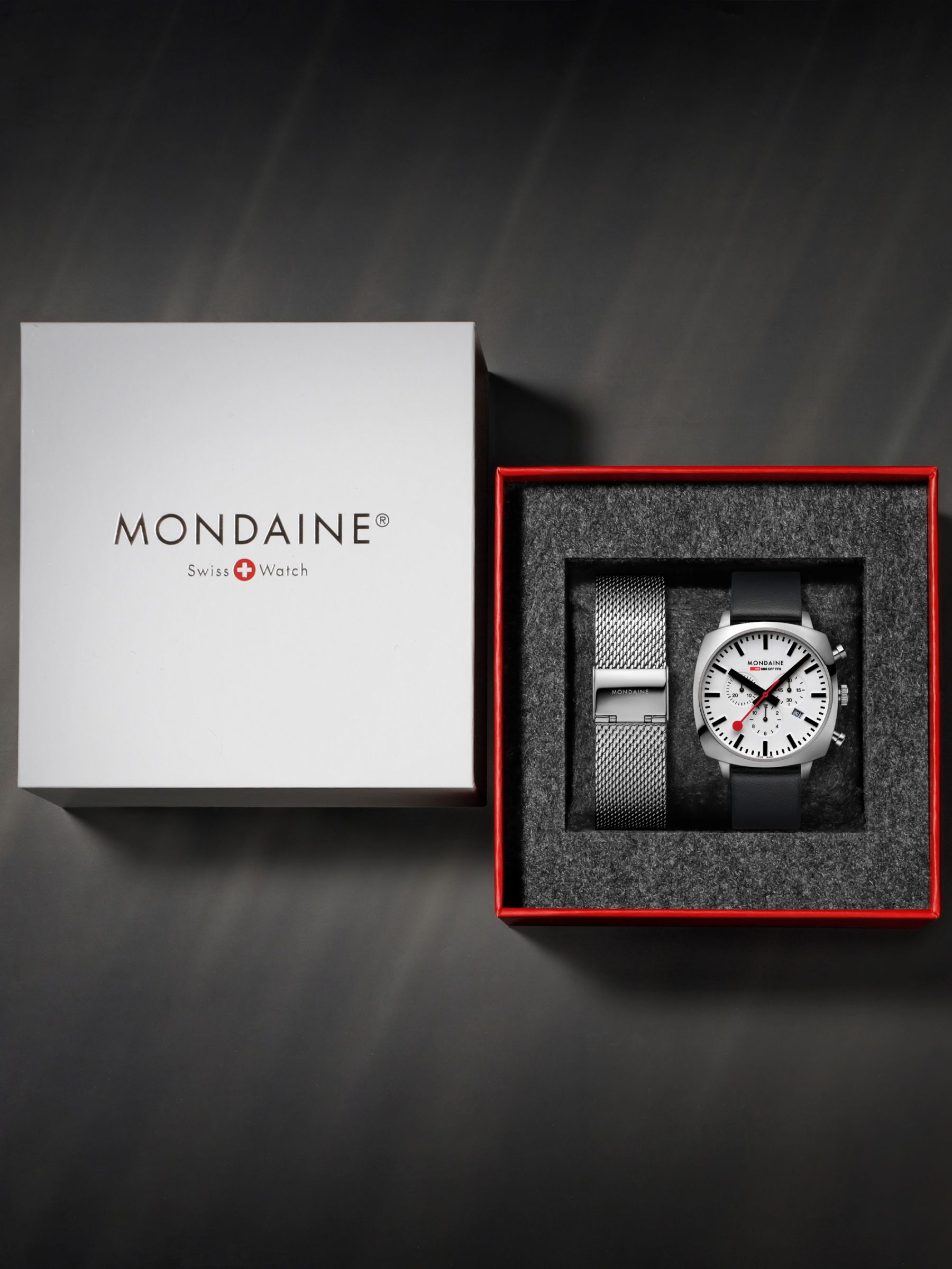 Buy Mondaine MSL.41410.LBV Men's Grand Cushion Vegan Leather Strap Watch, Black Online at johnlewis.com