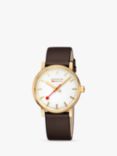 Mondaine MSE.40112.LGV Unisex Vegan Leather Strap Watch, Brown