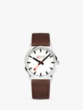 Mondaine A638.30350.12SBG Unisex Simply Elegant Leather Strap Watch, Brown