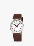 Mondaine A638.30350.12SBG Unisex Simply Elegant Leather Strap Watch, Brown