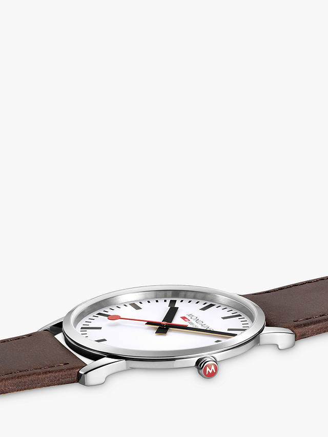 Mondaine A638.30350.12SBG Unisex Simply Elegant Leather Strap Watch, Brown