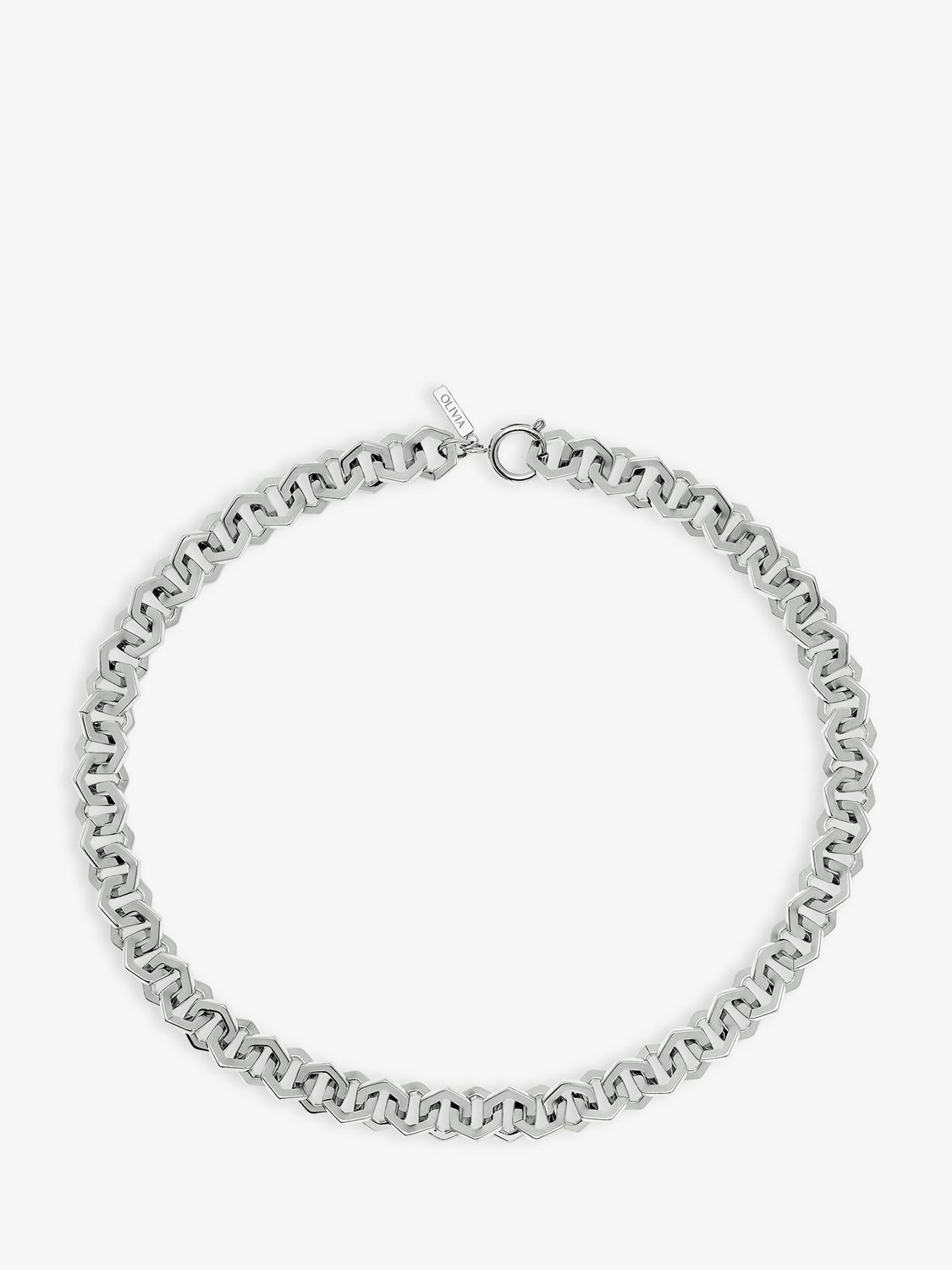 Olivia Burton Honeycomb Link Necklace, Silver at John Lewis & Partners